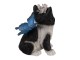 Dekorativní soška černo bílého koťátka s křídly motýla - 12*10*15 cm