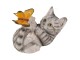 Dekorativní soška hrající si kočičky s motýlem - 14*8*11 cm