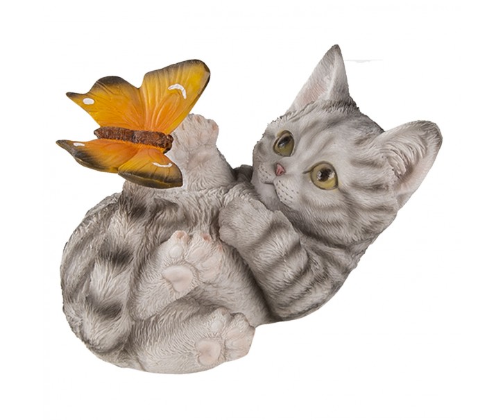 Dekorativní soška hrající si kočičky s motýlem - 14*8*11 cm