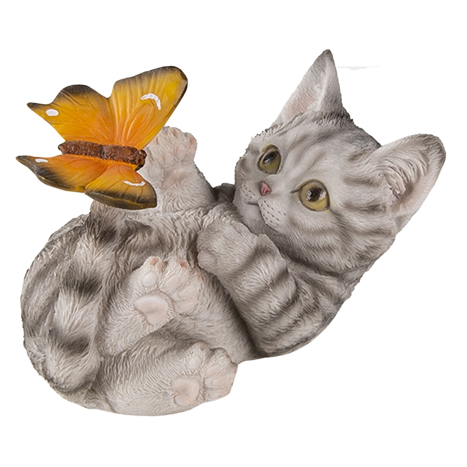 Dekorativní soška hrající si kočičky s motýlem - 14*8*11 cm Clayre & Eef