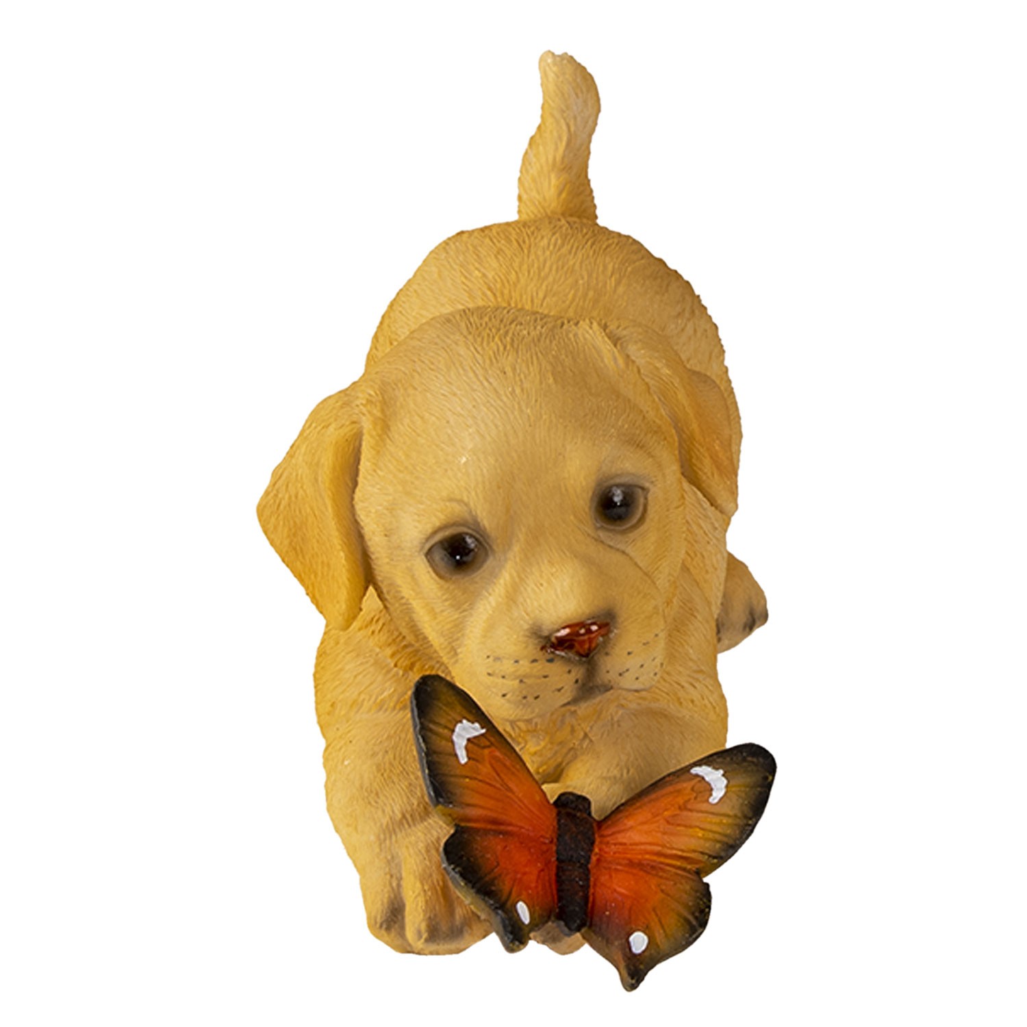 Levně Dekorativní soška hrajícího si pejska s motýlkem - 20*8*11 cm 6PR3361