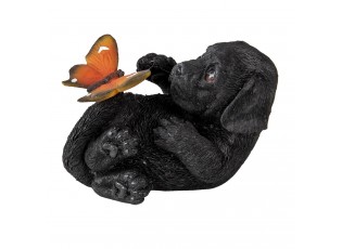 Dekorativní soška černého pejska s motýlkem - 14*9*10 cm