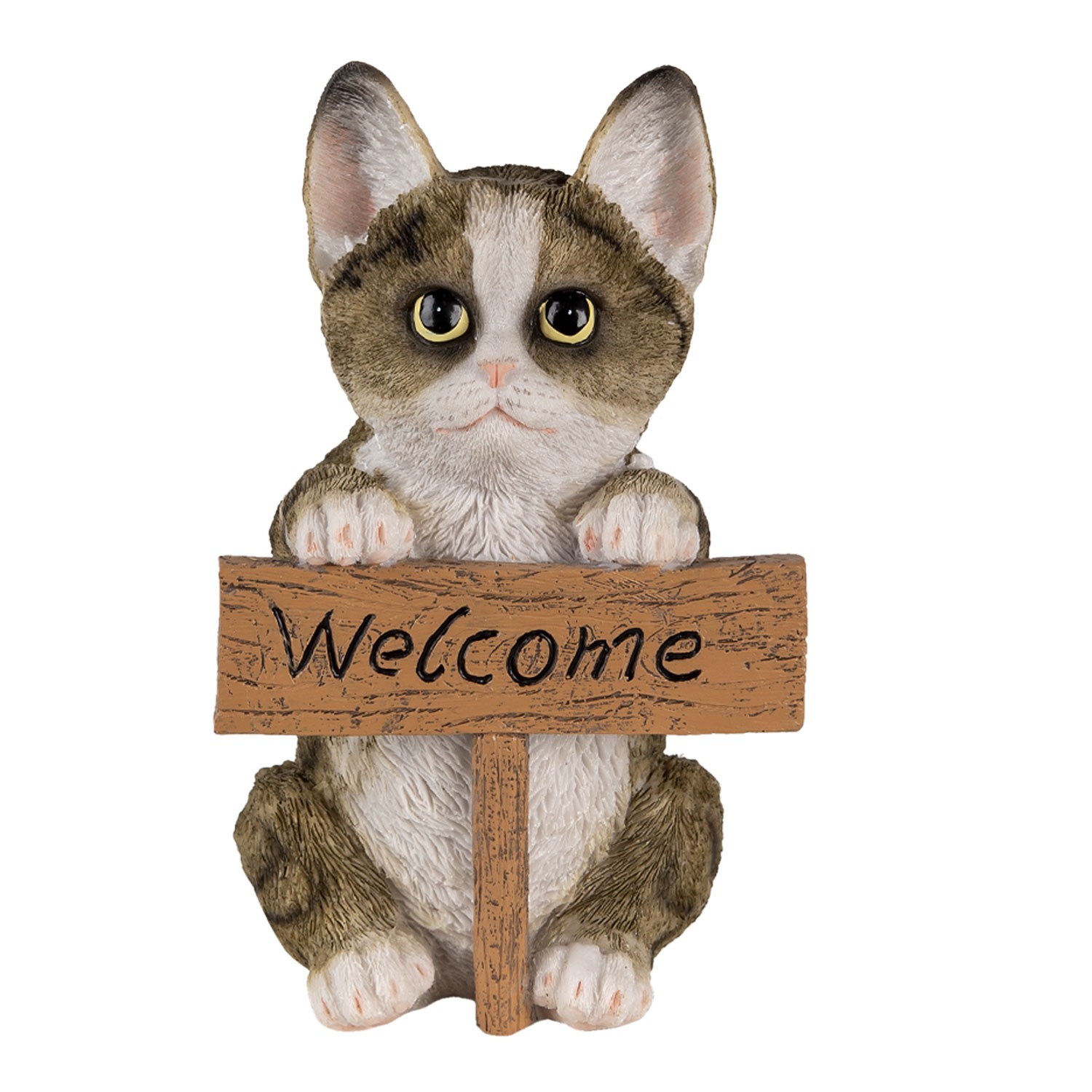 Dekorativní soška kočky s cedulkou Welcome - 12*9*19 cm Clayre & Eef