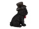Dekorativní soška černého psa s lupou a kloboukem - 13*9*17 cm