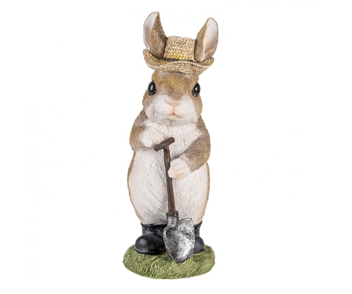 Dekorativní soška králíka s kloboukem a rýčem - 9*8*22 cm