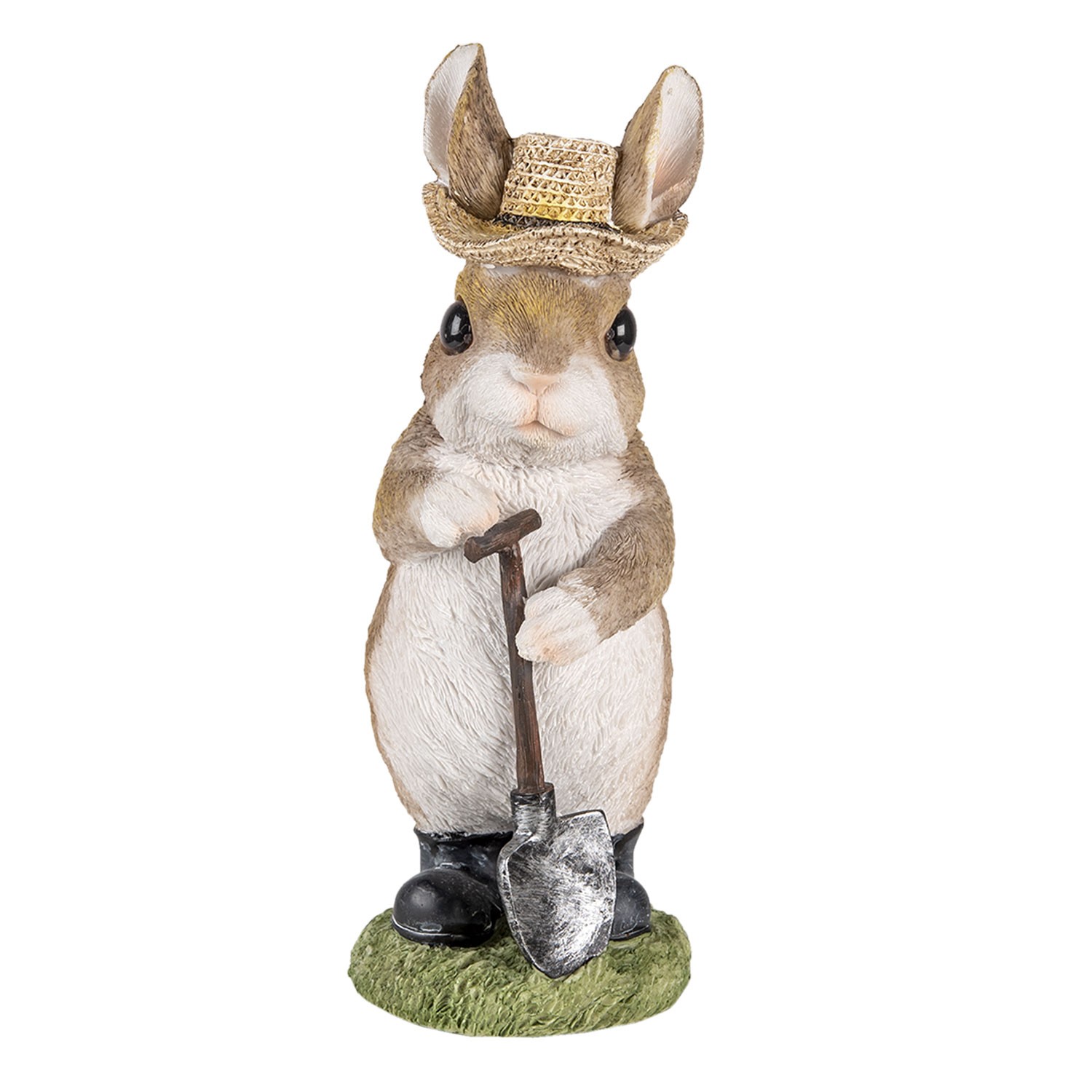 Dekorativní soška králíka s kloboukem a rýčem - 9*8*22 cm 6PR3373