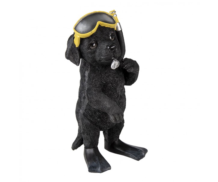 Dekorativní soška černého pejska s potápěčskými brýlemi - 11*11*23 cm