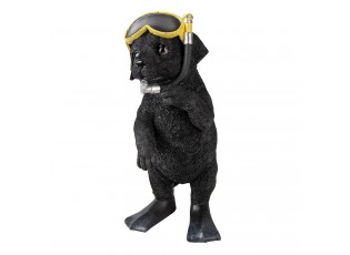 Dekorativní soška černého pejska s potápěčskými brýlemi - 11*11*23 cm