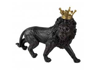 Dekorativní soška černého lva se zlatou korunkou - 25*9*17 cm