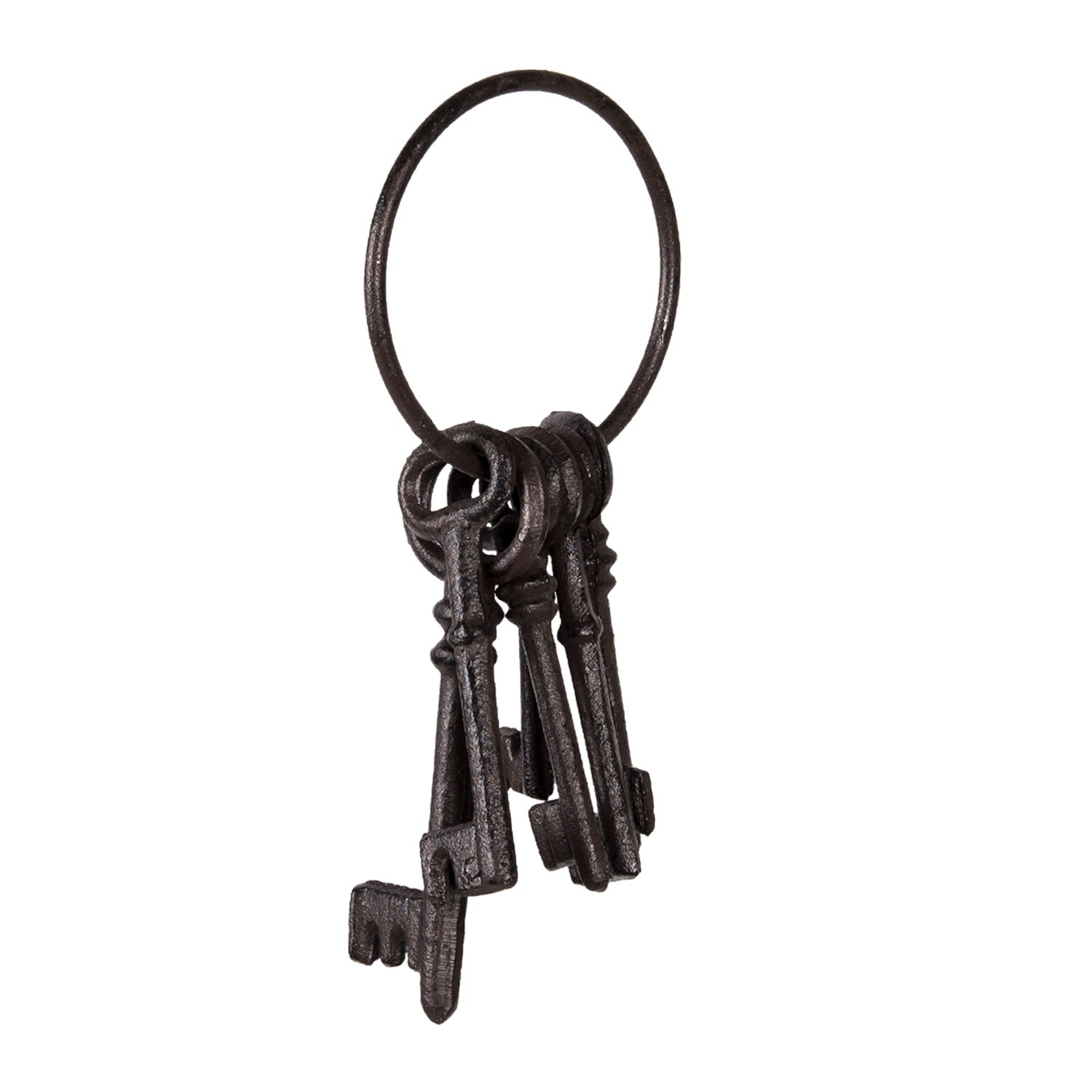 Hnědo černý dekorativní litinový svazek klíčů - 9*19*3 cm Clayre & Eef