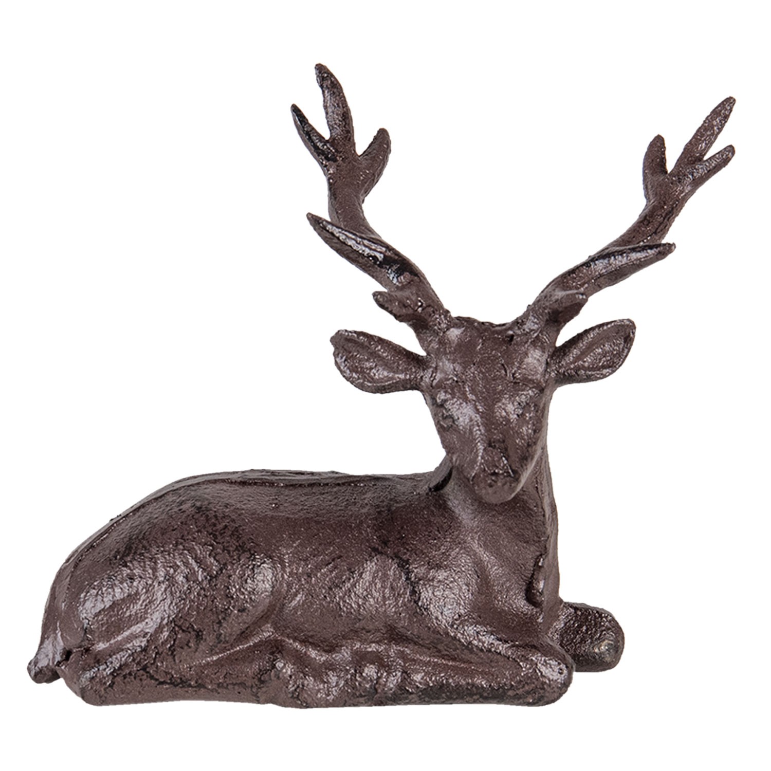 Hnědo černá kovová dekorativní soška jelena - 15*9*15 cm Clayre & Eef