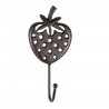 Hnědo černý nástěnný litinový háček Jahoda - 8*5*16 cm