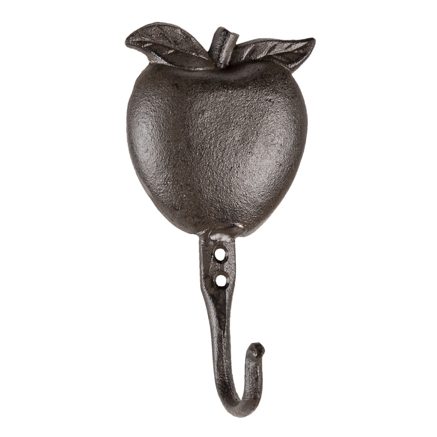Hnědo černý litinový nástěnný háček Apple - 9*5*18 cm Clayre & Eef