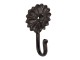 Hnědo černý litinový nástěnný háček ve tvaru květiny - 7*4*13 cm