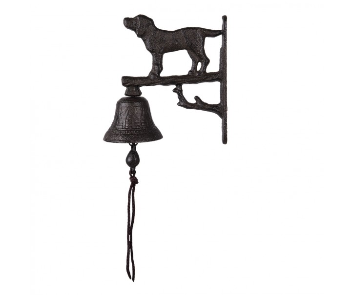 Černo hnědý litinový nástěnný zvonek s pejskem - 8*15*20 cm