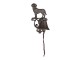 Hnědo černý litinový nástěnný zvonek s pejskem L - 14*14*25 cm