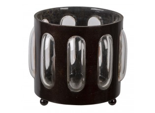 Kovovo skleněný svícen Bubble na čajovou svíčku - Ø 11*13 cm