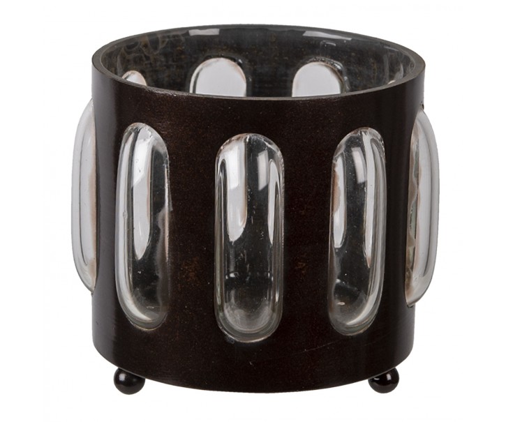 Kovovo skleněný svícen Bubble na čajovou svíčku - Ø 11*13 cm