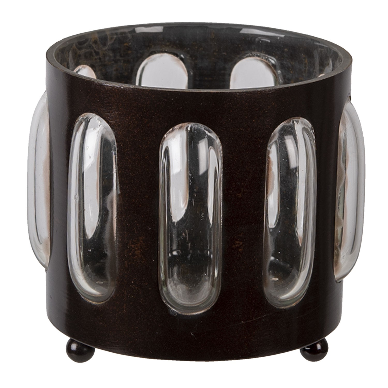 Kovovo skleněný svícen Bubble na čajovou svíčku - Ø 11*13 cm Clayre & Eef