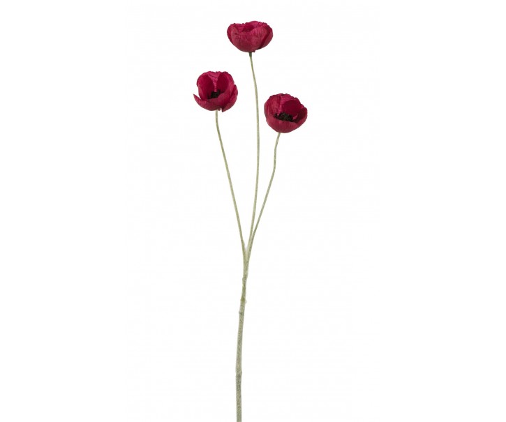 Vínová umělá dekorativní květina Vlčí mák - 15*7*50 cm
