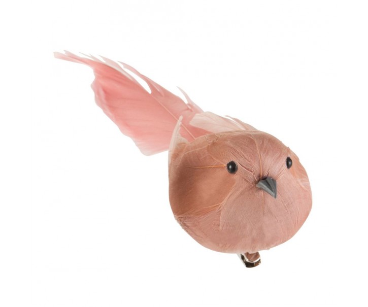 Růžový peříčkový ptáček s klipem - 5*16,5*5 cm