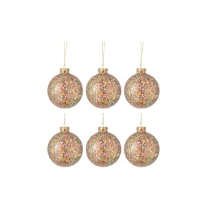 Sada 6ks barevných skleněných koulí s konfetami Confetti - Ø 8 cm