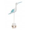 Dekorace modro-bílý dřevěný ptáček Břehouš - 23*6*36 cm