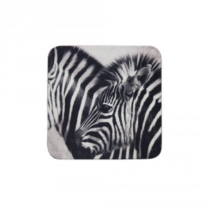 6 ks pevné korkové podtácky Zebras - 10*10*0,4cm