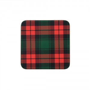 6 ks pevné korkové podtácky Tartan - 10*10*0,4cm