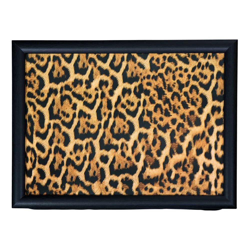 Podnos na nohy Leopard v černém rámu - 43*33*7cm