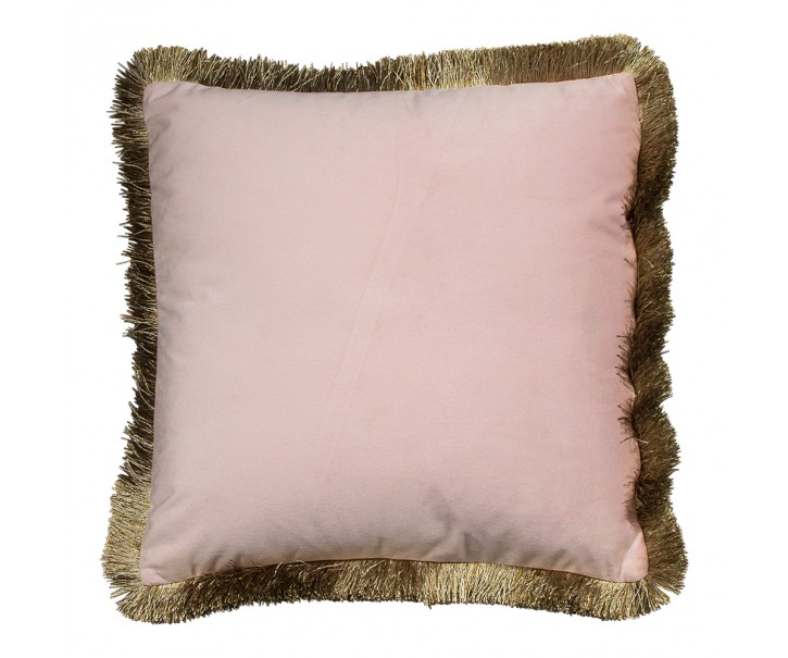 Čtvercový růžový polštář Rose se zlatými třásněmi - 45*45*10cm
