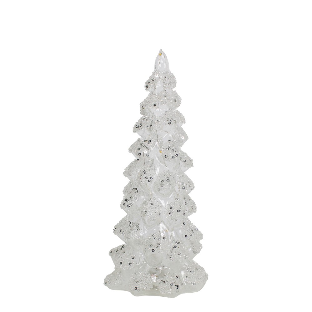 Bílý vánoční stromek se třpytkami Led M - Ø11*26cm XMLDWM