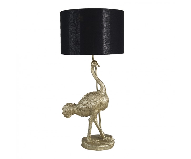 Stolní lampa pštros s černým stínidlem - 32*30*67 cm E27 Clayre & Eef