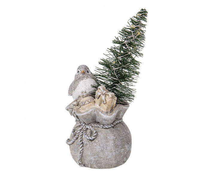 LED dekorativní soška ptáčka se stromkem - 9*9*15 cm