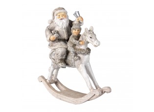Dekorativní soška Santa s dítětem na houpacím koni - 20*8*21 cm