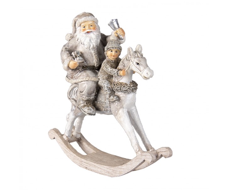 Dekorativní soška Santa s dítětem na houpacím koni - 20*8*21 cm
