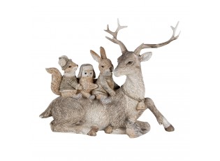 Dekorativní soška jelena se zajícem, veverkou a sovou - 19*10*17 cm