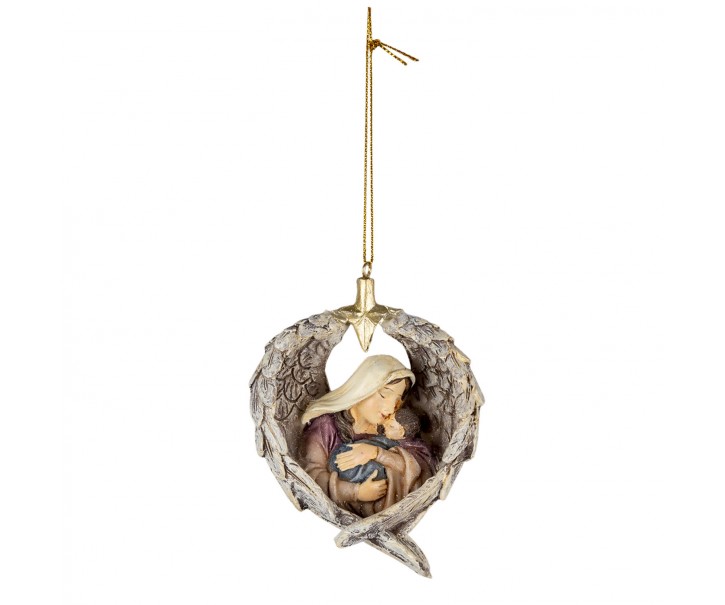 Závěsná ozdoba Panny Marie s Ježíškem v křídlech - 8*3*11 cm