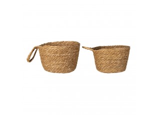 2 ks pletených dekorativních košíků Amar s uchem  -  Ø 24*15 / Ø 21*14 cm