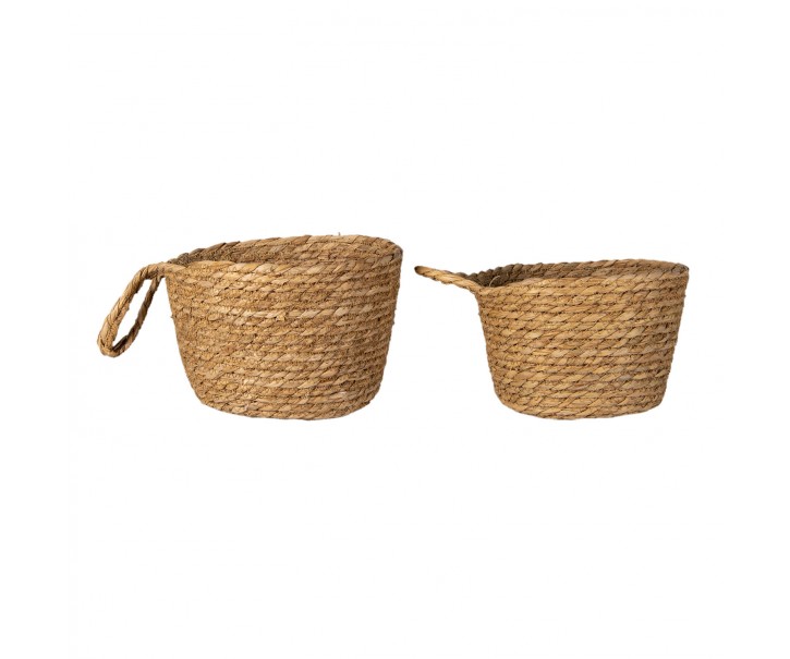 2 ks pletených dekorativních košíků Amar s uchem - Ø 24*15 / Ø 21*14 cm
