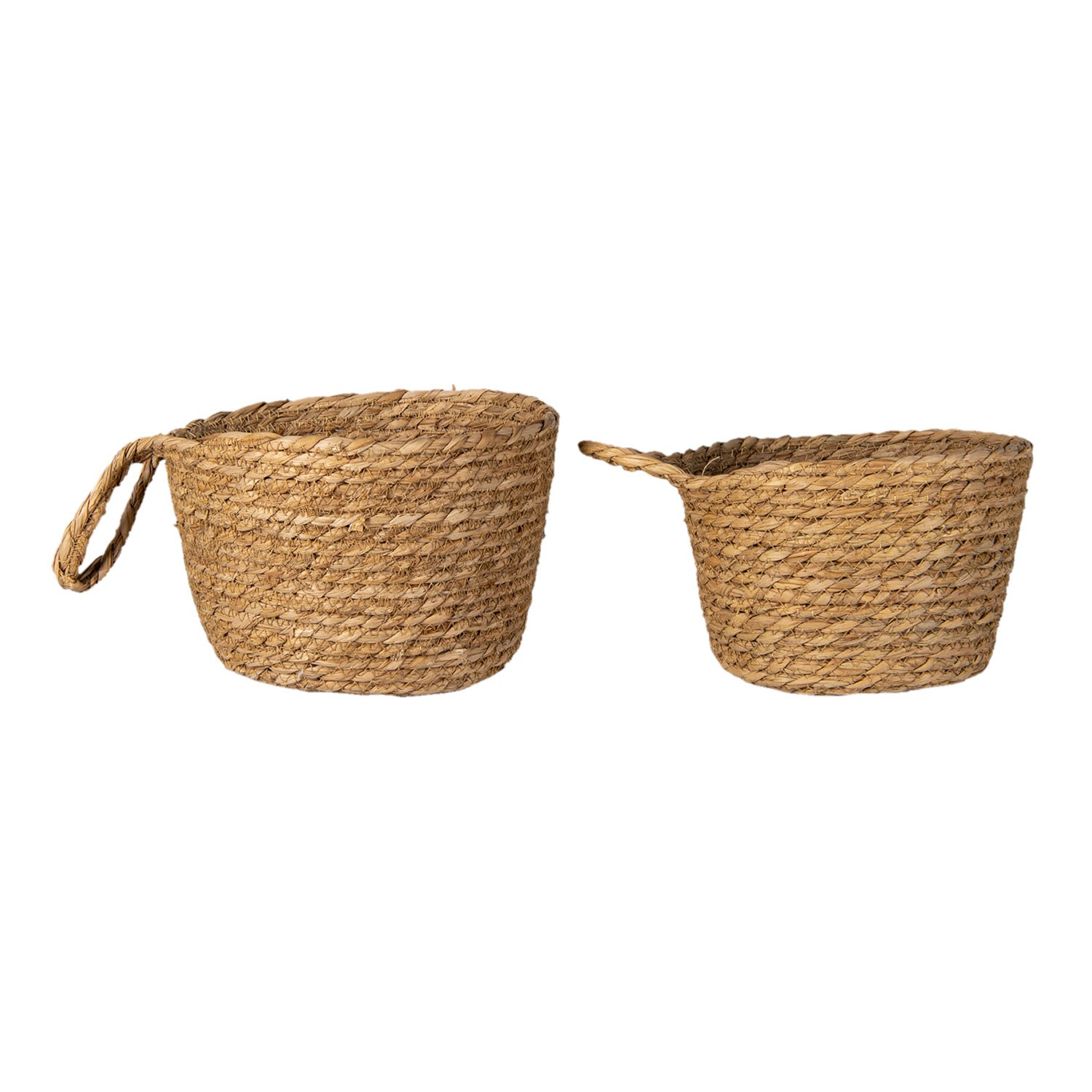 2 ks pletených dekorativních košíků Amar s uchem - Ø 24*15 / Ø 21*14 cm