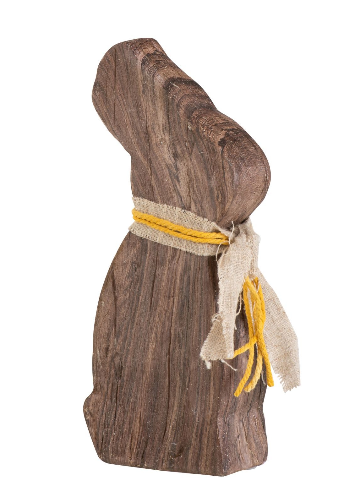 Hnědá dekorace králík v dekoru dřeva - 10*5*22 cm J-Line by Jolipa