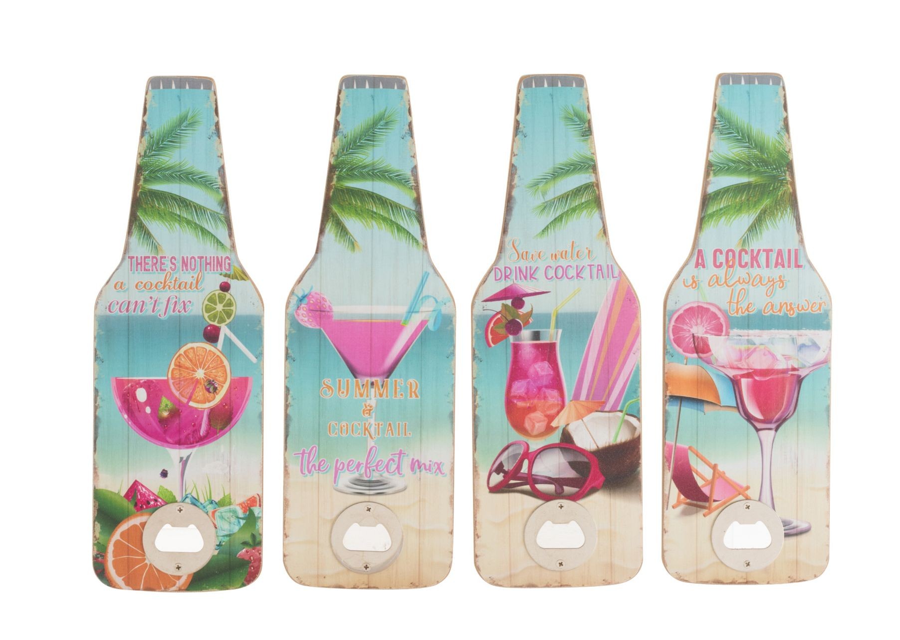 Set 4ks nástěnných otvíráků Coctail - 10*30*1 cm