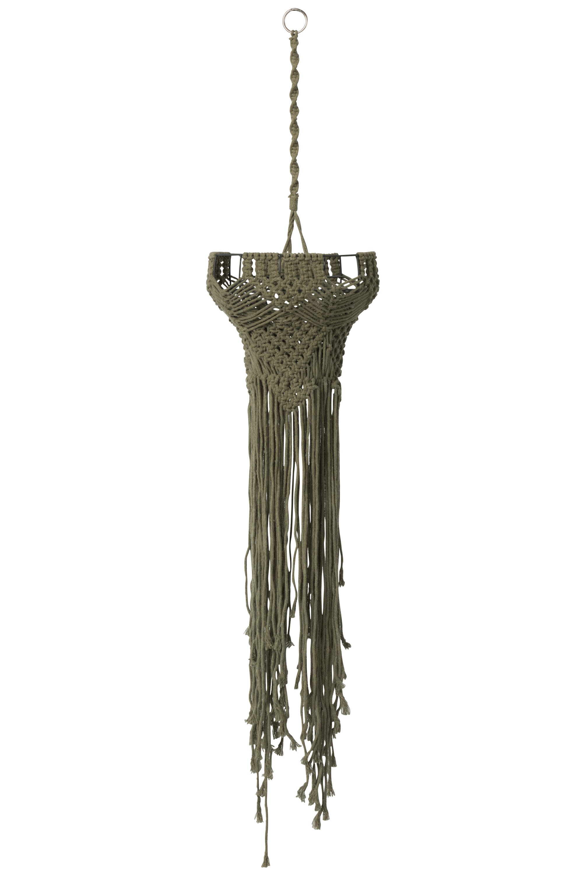 Zelené závěsné stínidlo s provázky Macrame - Ø 25*97 cm / E27