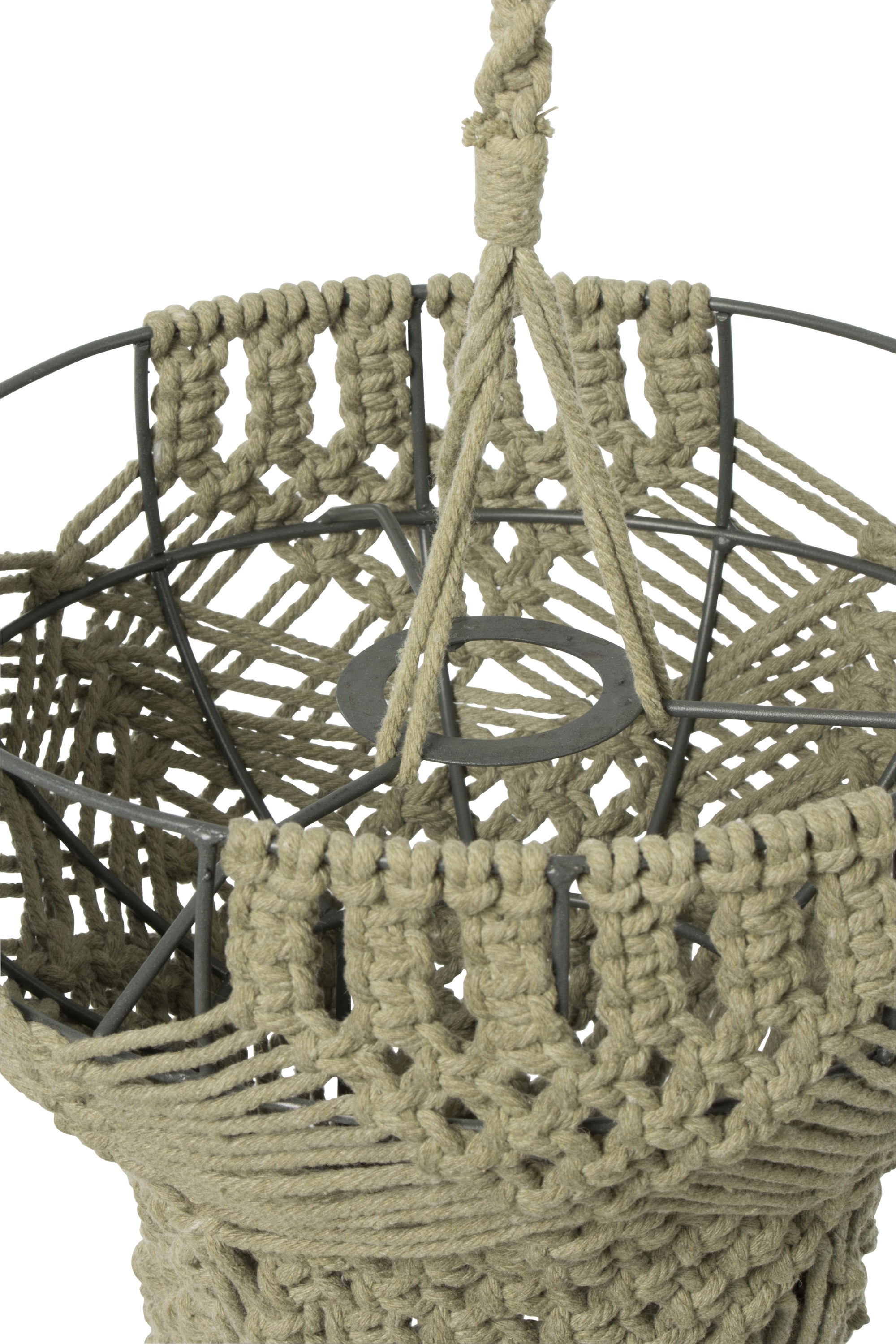 Zelené závěsné stínidlo s provázky Macrame - Ø 25*97 cm / E27