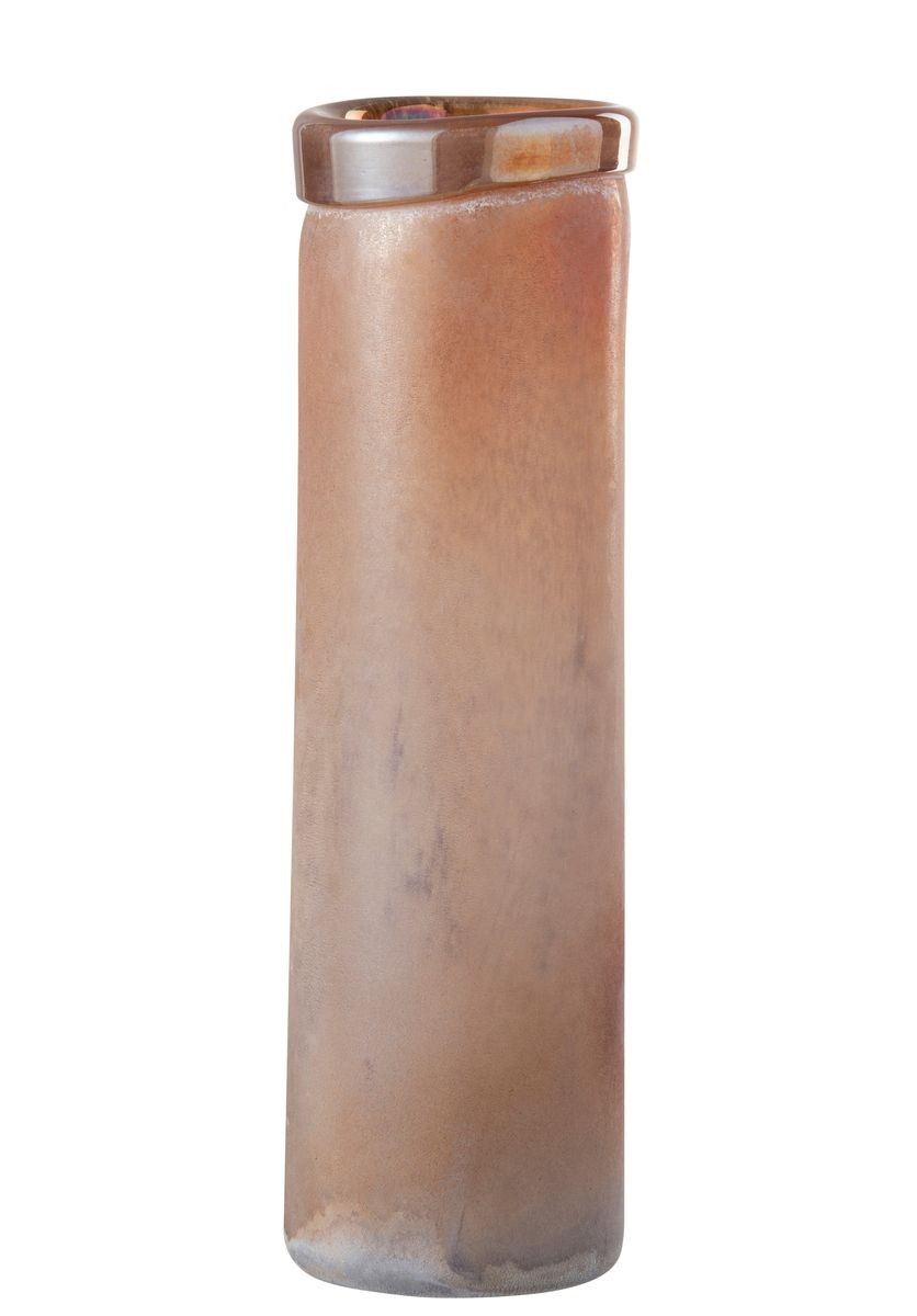 Lososová skleněná váza Scavo Rim - Ø12*38 cm J-Line by Jolipa