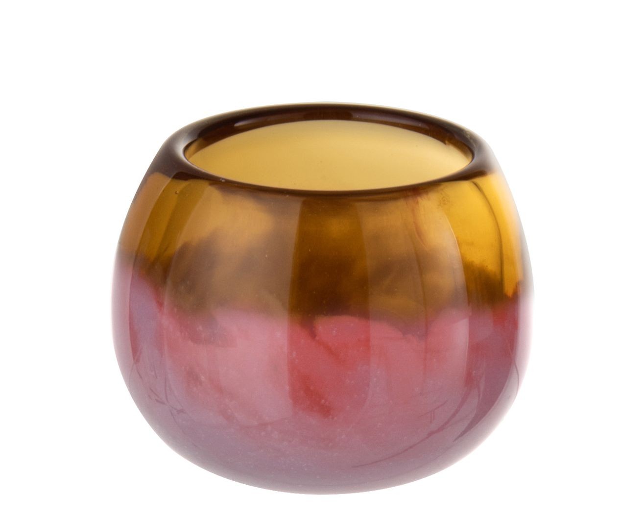 Okrovo-růžová skleněná váza Vana ball - Ø8*7 cm J-Line by Jolipa