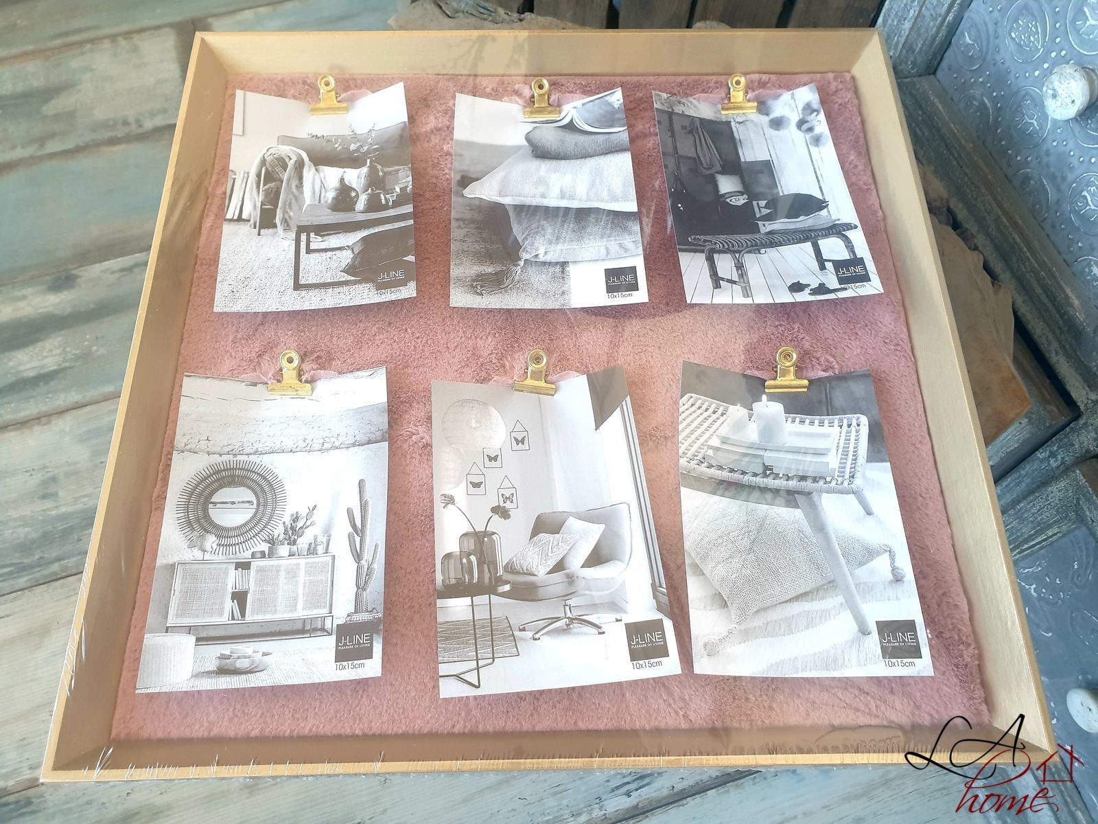 Nástěnná růžovo - zlatá tabule na fotografie - 40*1*40cm