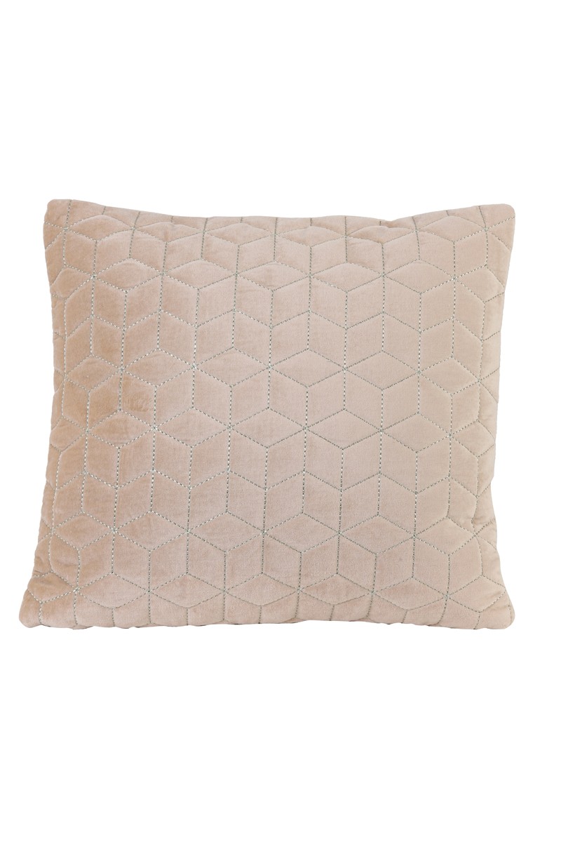 Béžovo růžový sametový čtvercový polštář Daloa - 50*50 cm