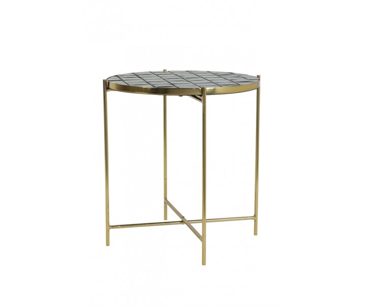 Zlato hnědý kovový stolek Girardot - Ø 41*42 cm